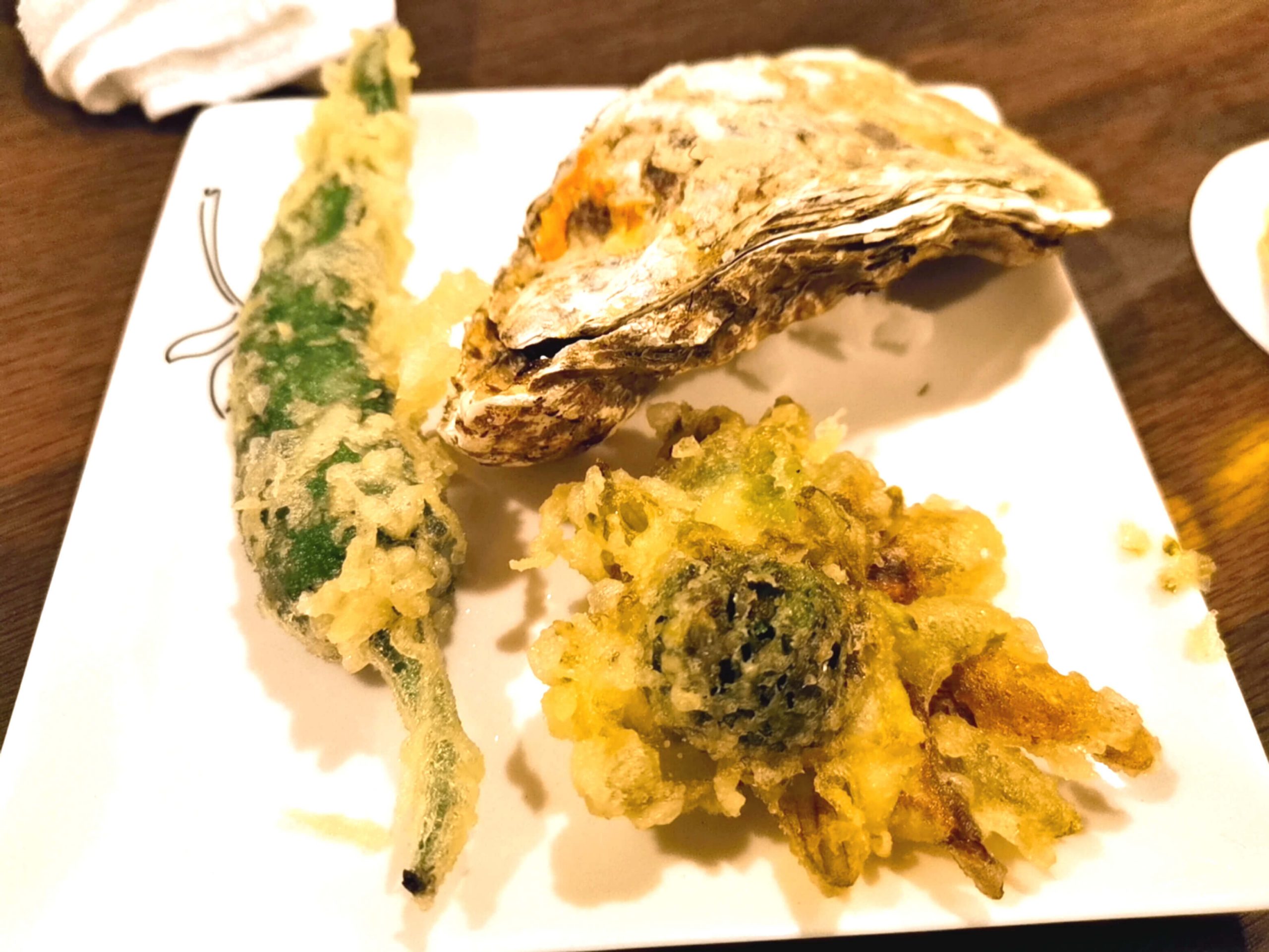 焼き牡蠣と山菜の天ぷら